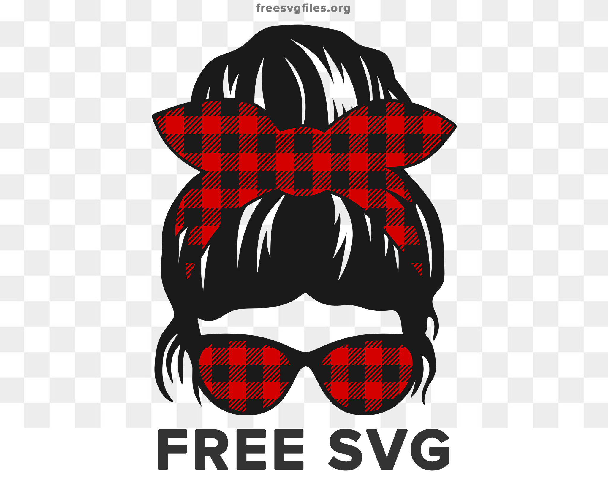 Free Christmas Messy Bun Buffalo Plaid Svg Cut Files For Cricut And Silhouette 3261