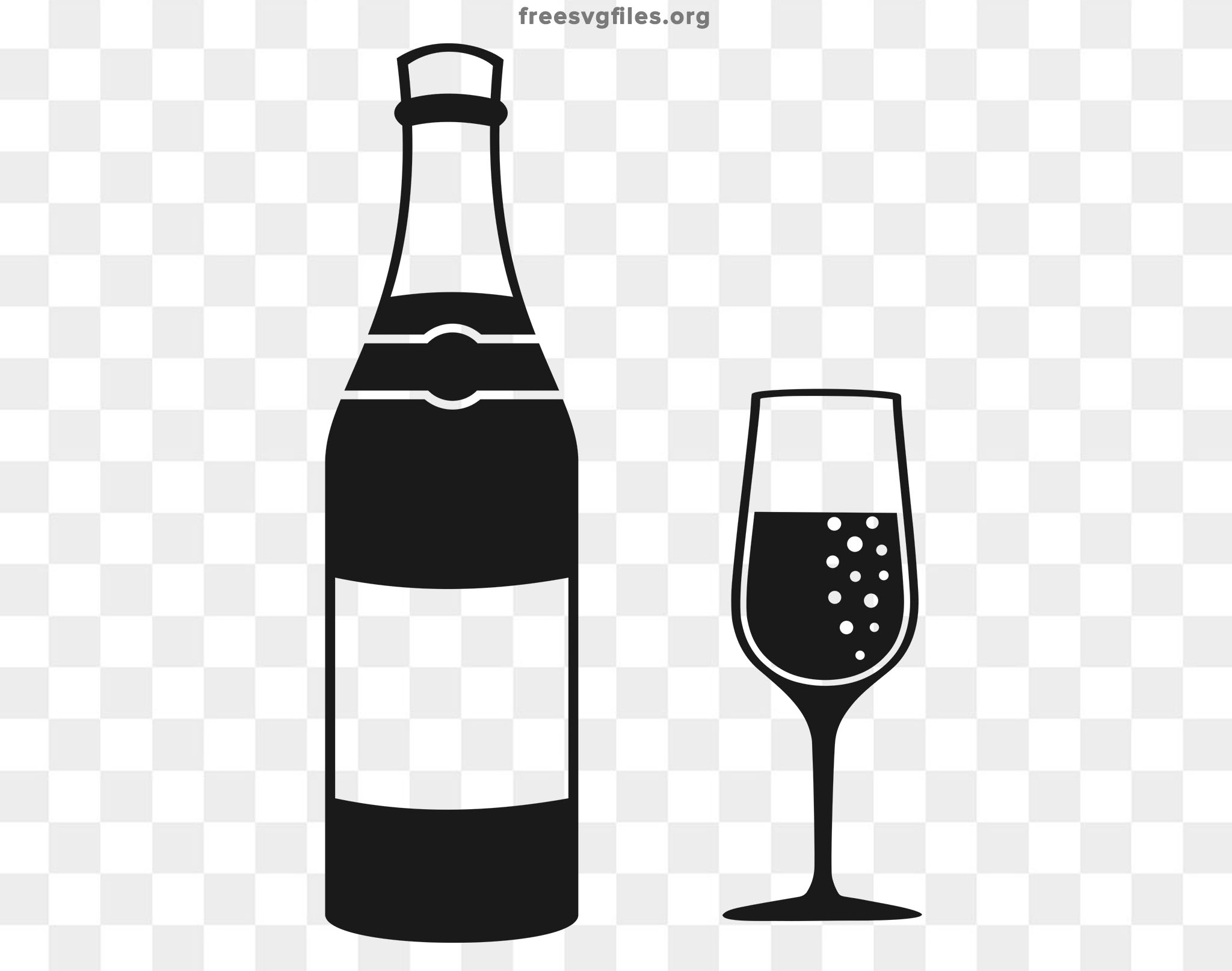 Champagne Bottle With Glass Svg