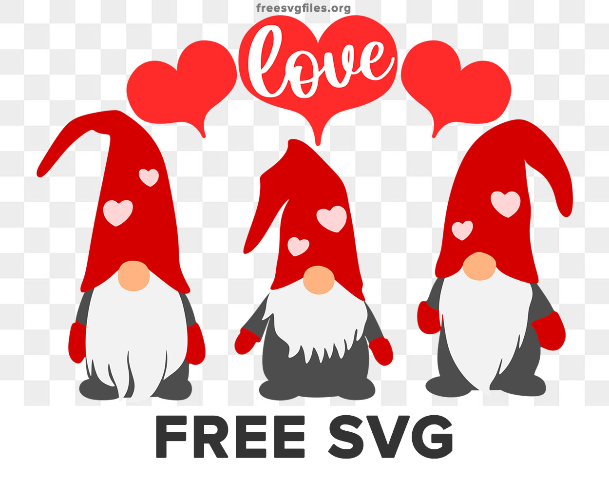 Free Three Gnomes Valentines Day Svg
