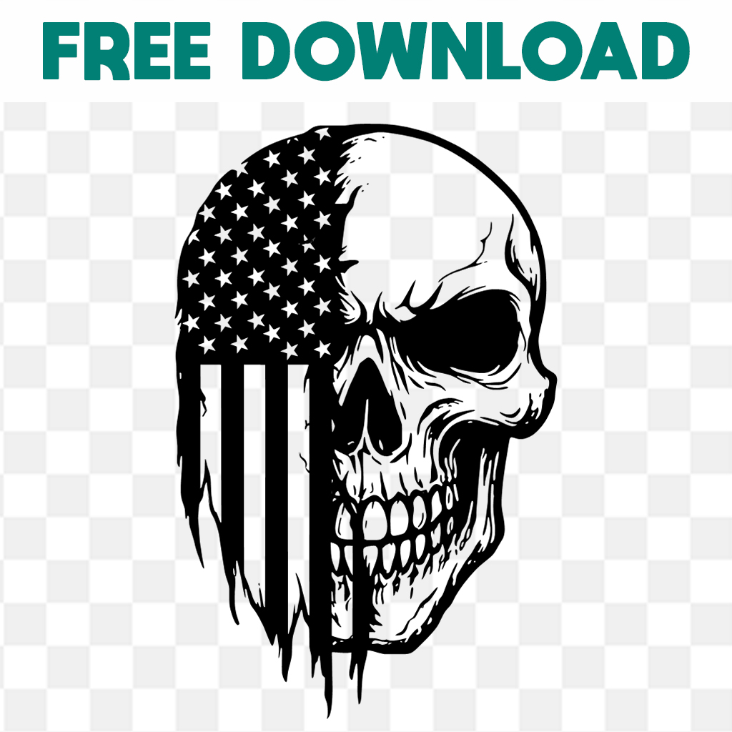 American Flag Skull Patriotic Biker Skull SVG